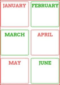 christmas labels for each month